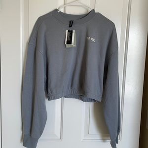 H&M Cropped Sweatshirt - Steel blue/Wild West